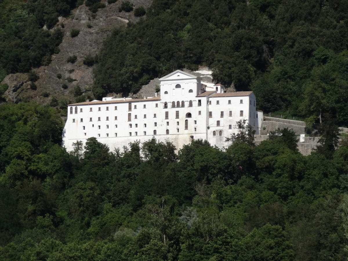 The Abbey of San Michele Arcangelo overlooking the Monticchio Lakes