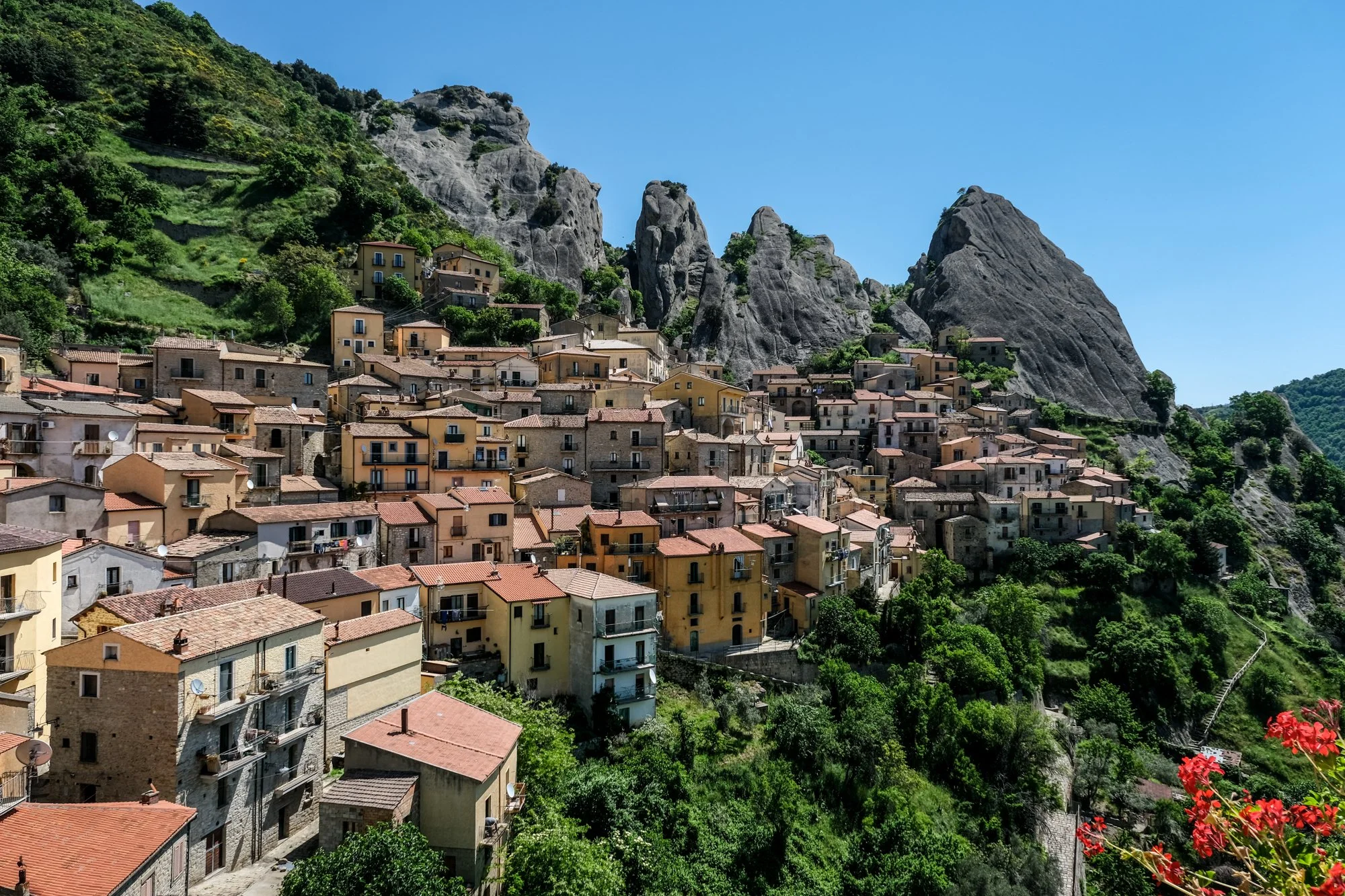 The dramatic sandstone pinnacles of the Piccole Dolomiti Lucane