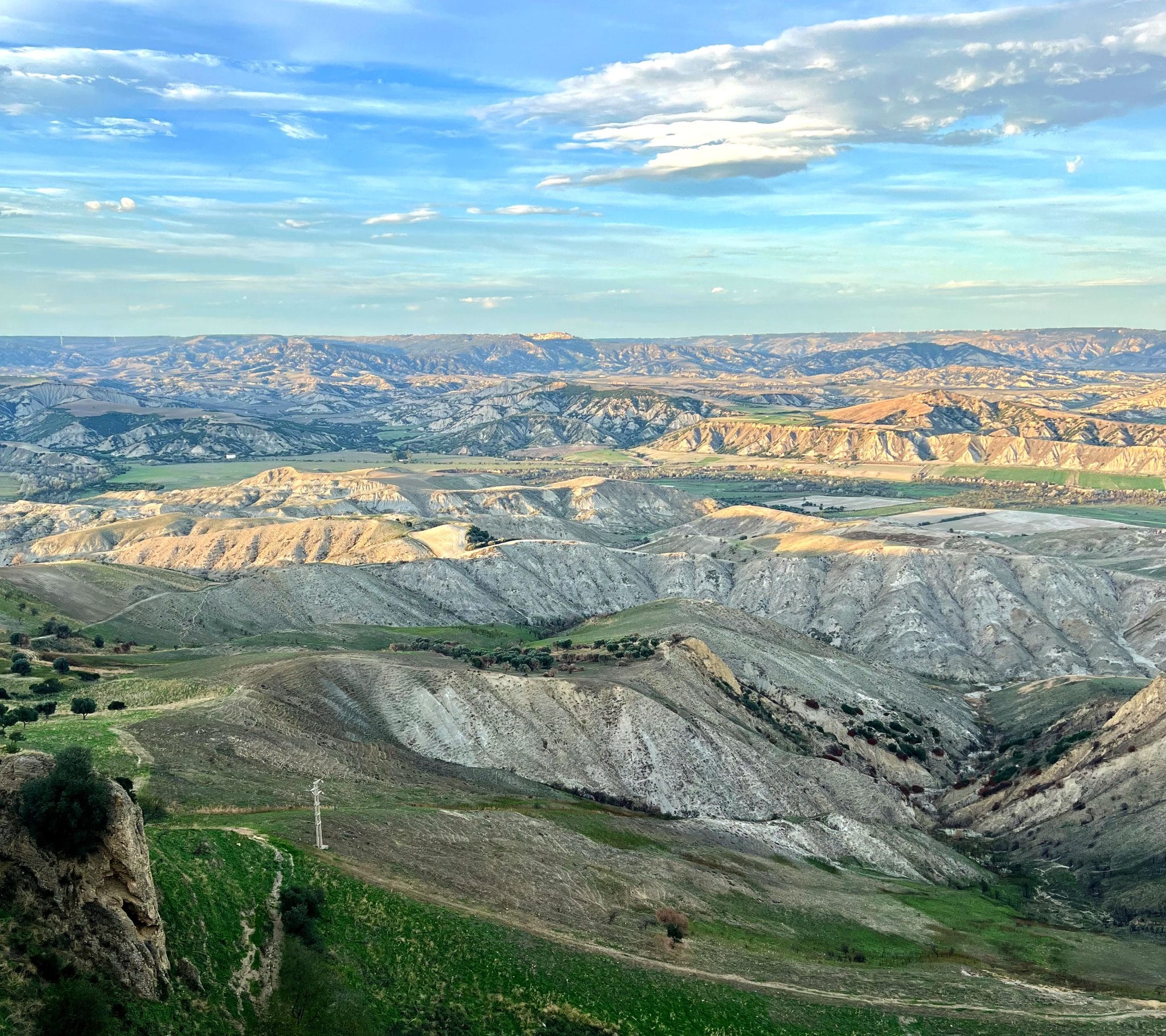 The Lucanian Calanchi landscape of Basilicata with bare clay gullies and ridges