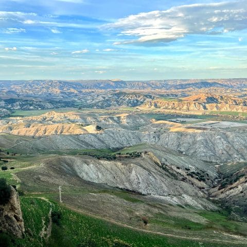 The Lucanian Calanchi landscape of Basilicata with bare clay gullies and ridges