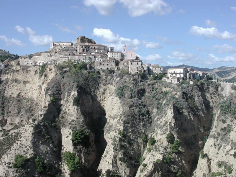 The ancient Rabatana quarter of Tursi above the calanchi