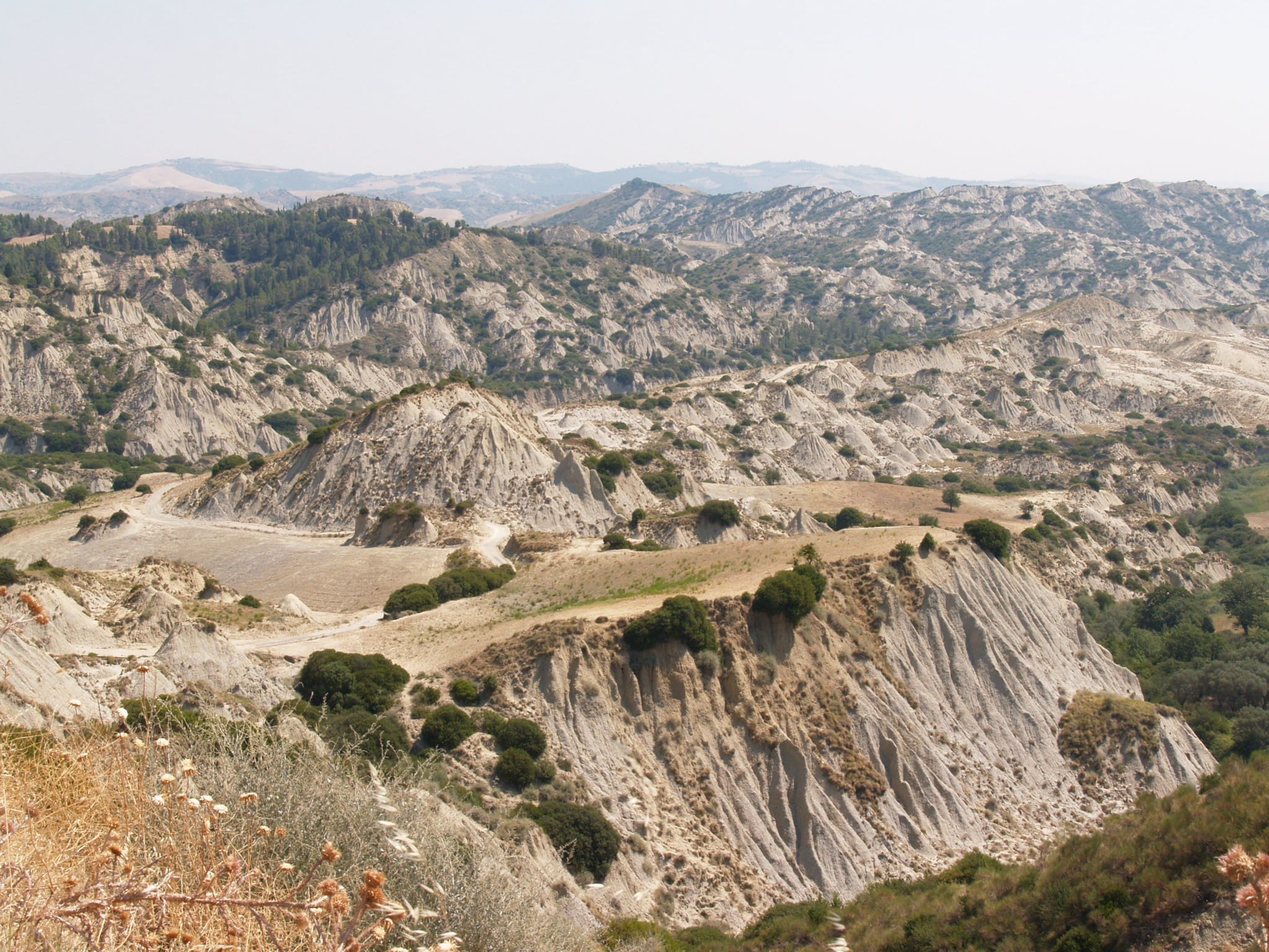 Panoramic view of the Lucanian Calanchi badlands