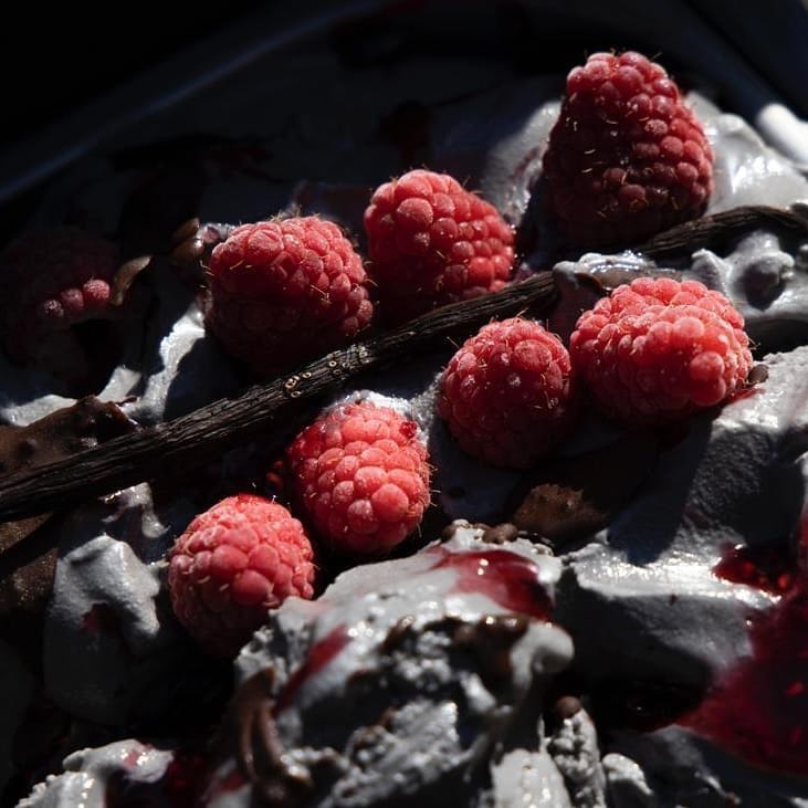 Acheruntino gelato with raspberries and vanilla bean from Gelateria Caruso