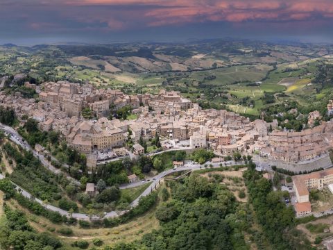 Aerial view of Montepulciano hilltop town
