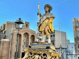 San Rocco held high during the procession on the annual Feste di San Rocco on August 16 in Pisticci