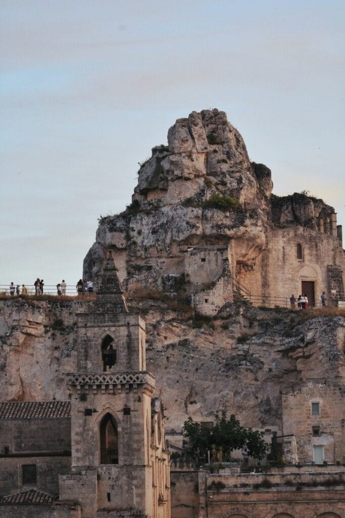 Rock churches carved into the cliff face in the Sassi of Matera